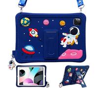 ZOOMALL Kids Case for iPad Air 5th/4th Generation 10.9" 2022/2020, Shockproof Protective Kids Friendly Silicon Cartoon Cute Cover Case with Screen Protector Folding Stand Shoulder Strap