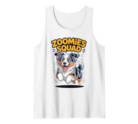 Zoomies Squad Cute Comic Aussie Puppy Australian Shepherd Tank Top