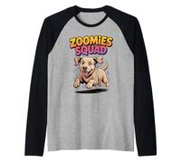 Zoomies Squad Cute Comic Cartoon Puppy Labrador Retriever Raglan Baseball Tee
