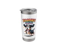 Zoomies Squad Cute Comic Crossbreed Bernedoodle Doodle Dog Stainless Steel Insulated Tumbler
