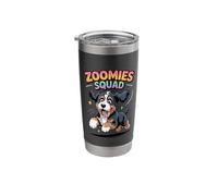 Zoomies Squad Cute Comic Crossbreed Bernedoodle Doodle Dog Stainless Steel Insulated Tumbler