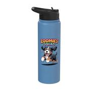 Zoomies Squad Cute Comic Crossbreed Bernedoodle Doodle Dog Stainless Steel Insulated Water Bottle