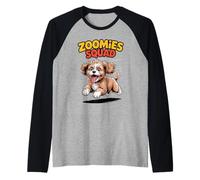 Zoomies Squad Cute Comic Crossbreed Mix Breed Cavapoo Raglan Baseball Tee