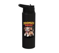 Zoomies Squad Cute Comic Crossbreed Mix Breed Cavapoo Stainless Steel Insulated Water Bottle