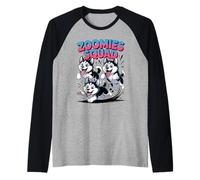 Zoomies Squad Cute Comic Puppy Dog Cartoon Siberian Husky Raglan Baseball Tee