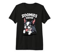 Zoomies Squad Cute Comic Puppy Dog Lover Boston Terrier Premium T-Shirt