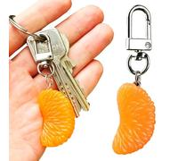 ZOOMILIES Realistic Orange Slice Keychain - Cute PVC Fruit Mandarin Charm with Metal Clasp - Fun & Juicy Accessory for Bags, Keys, or Gifts (Orange)