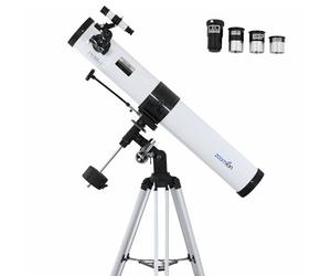 Zoomion Voyager 76/900 EQ reflector telescope - Astronomical Telescope set with tripod, mount and eyepieces for children and beginners of astronomy