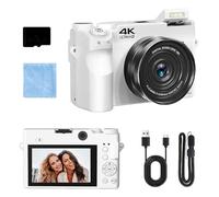Zoomix Digital Camera, 4k 75mp Digital Camera, 3.0" Screen Ultra Hd Sensor & Smart Focus, 18x Digital Zoom Compact Camera, Adjustable Smart Flash For Beginners (White+64GB)