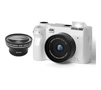 Zoomix Digital Camera, 4K HD Video Recording with Real Precision, 75 Million True Pixels, 19 Creative Filters, Instant One-Touch, Smart Adjustable Flash (White+Wide-Angle Lens)