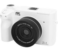 Zoomix Digital Camera,Zoomix Digital Camera 75mp,18X Digital Zoom Compact Camera with 3 Inch LCD Screen, Front and Rear Dual Cameras (White)