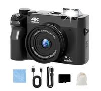 Zoomix Digital Camera, Zoomix Digital Camera 75mp 4K HD Video, 3.0" Screen Ultra HD Sensor & Smart Focus, Adjustable Smart Flash 19 Filters for Beginners (Black, 32G)