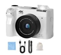 Zoomix Digital Camera, Zoomix Digital Camera 75mp 4K HD Video, 3.0" Screen Ultra HD Sensor & Smart Focus, Adjustable Smart Flash 19 Filters for Beginners (White, 1)