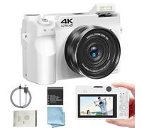 Zoomix Digital Camera, Zoomix Digital Camera Compact, 4K HD Video Recording, 75 Million True Pixels, Ultra HD CMOS Image Sensor, AF Smart Focus (White)
