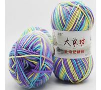 Zoomlie 5 Rolls 50g/Roll Chunky Kitting Yarn for Crochet Rainbow Multicolored Super Soft Smooth Double Milk Cotton Wool Yarn for Jumpers Blankets Baby Garments Scarf Hat (4 Balls,Color 13)