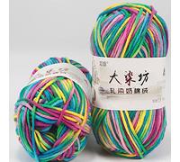 Zoomlie 5 Rolls 50g/Roll Chunky Kitting Yarn for Crochet Rainbow Multicolored Super Soft Smooth Double Milk Cotton Wool Yarn for Jumpers Blankets Baby Garments Scarf Hat (4 Balls,Color 33)