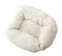 Zoomlie calming dog bed large washable cuddler bed fluffy plush warm comfy pet bed rectangular cat bed soft deep sleep dog bed for small medium large dogs cats (L(80 * 70 * 18cm),Cream)