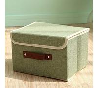 Zoomlie Storage Boxes, Cotton Fabric Storage Bin, Storage Basket with Lid, Clothes Container Blanket, for Books Toys DVDs Art and Craft, 2 Sizes-Large, Green