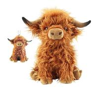 ZOOMPIL 25cm Highland Cow Plush Toy, Large Highland Cow Stuffed Toys, Cartoon Cow Keychain, Stuffed Animal Figure Toy Cow, Cuddly Long-Haired Bull Toy Toy Doll Plush Toy for Child