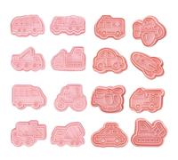 ZOOMPIL Construction Cookie Cutter Set, Transport Tools, Biscuit Cutters, Bulldozer, Forklift Trucks, for Biscuits, Pastries, Baking, Cake Decoration, Pack of 16
