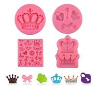ZOOMPIL Crown Fondant Mould, Crown Silicone Mould, DIY Crown Mould, for Making Sweets, Cake Decorating, Baking Tools, 4 Pieces