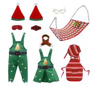 ZOOMPIL Elf Doll Clothes - 11pcs Christmas Elf Accessories, Including Hammocks, Apron, Chef Hat, Scarf, Glasses, Eye Mask