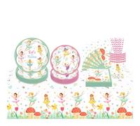 ZOOMPIL Fairy Dinnerware Party Bundle, Fairy Birthday Party Decorations Dinnerware - Includes Tablecloths, Paper Cups, Plates, Straws, Napkins, for Birthday, Baby Shower Decorations, 8 guest