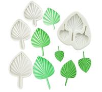 ZOOMPIL Fan Leaf Silicone Fondant Mold, 4pcs Tropical Leaf Silicone, 3D Fan Palm Chocolate Molds, Making Chocolate DIY Polymer Clay Sugar Soap Crafting Projects