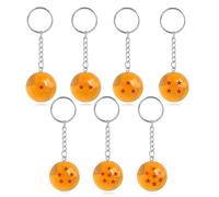 ZOOMPIL Orange Stars Crystal Keychain, 7 Pieces 3D Acrylic Crystal Balls Keychain, Unisex Star Balls Acrylic Keychain, For Car, Motorcycle, Bicycle And House Key