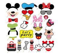 ZOOMPIL Photo Booth Props with Stick, 25 Pcs Selfie Themed Props, Mouse Birthday Party Supplies, Photography Background Decorations