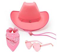 ZOOMPIL Pink Cowgirl Hat, Adjustable Felt Cowboy Hat for Women - Secure Fit, for Nashville Bachelorette Party, Cowgirl Costume & Country Concerts
