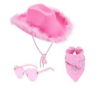 ZOOMPIL Pink Cowgirl Hat, Adjustable Felt Cowboy Hat for Women - Secure Fit, for Nashville Bachelorette Party, Cowgirl Costume & Country Concerts