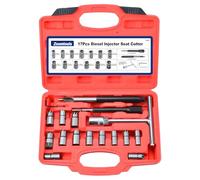 Zoomtools 17 Pcs Diesel Injector Seat Cutter, Injector Seat Cleaning Kit, Injector Seats Cutter Cleaner Tool, Carbon Remover Tool