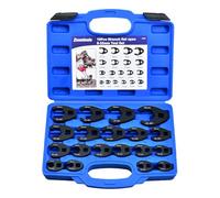 Zoomtools 19pcs 3/8” 1/2” Crows Foot Spanner Set,8-32mm Open End Drive Metric Chromium-Molybdenum Alloy Crowfoot Flare Nut Wrench Kit