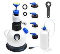 Zoomtools 2L + 1L Brake Bleeding Kit with 4 Master Cylinder Adapters, 90° Low Profile Elbow for Tight Engine Bays, Manual Brake Fluid Pressure Bleeder Pump & Clutch Bleeding Tool for Most Cars Vans