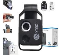 Zoomzip, 200x Portable Pocket Digital Microscope Camera Attachment, mobile phone microscope, Equipped with CPL lens/LED light, Suitable for phones and smartphones(Black)