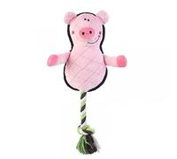 Zoon Fetch a Pig Squeaky Rope Plush Tug of War Dog Toy 42 x 25cm
