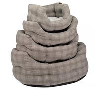 Zoon Grey Plaid Oval Bed - Grey - Size: Large - Pet Beds