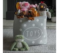 ZOON Polka Dot Canvas Dog Toy Tidy with Handles Grey