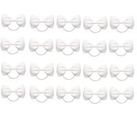 ZOONAI 20Pcs Baby Girl Toddlers Hair Bows, Mini Elastic Hair Ties Accessories Bow Ponytail Holder Rubber Hair Bands for Girls Kids Teens (White, One Size)