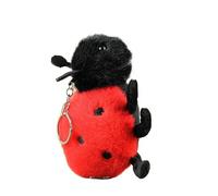 ZOONAI Cute Ladybug Insect Stuffed Plush Keychain for Backpack, Kawai Bee Snail Moth Spider Car Keyring Bag Purse Charm Decoration for Women Girls (Ladybug)