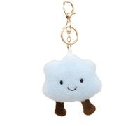 ZOONAI Cute Smiling Face Plush Cloud Keychain for Backpack, Kawaii Purse Bag Charms for Handbags Accessories Gift for Women (Blue)