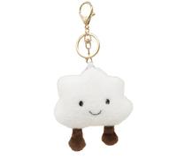 ZOONAI Cute Smiling Face Plush Cloud Keychain for Backpack, Kawaii Purse Bag Charms for Handbags Accessories Gift for Women (White)