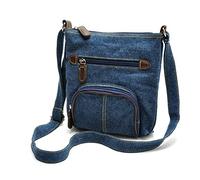 ZOONAI Women Multi Pocket Crossbody Shoulder Bag Small Organizer Purse Wallet, Blue, One Size