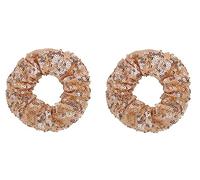 ZOONAI Women Teen Girls Sequins Satin Scrunchies Hair Accessories Elastic Sparkly Hair Ponytail Holder Hair Tie - Set of 2 (Champagne)