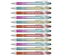 Zoonnis 12 Pcs Personalised Ballpoint Pens with Stylus Tips for Business & Personalised Engraved Pens in Bulk for Women & Men with Name Text Customisation - Black Ink for School