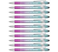 Zoonnis 12 Pcs Personalised Ballpoint Pens with Stylus Tips for Business & Personalised Engraved Pens in Bulk for Women & Men with Name Text Customisation - Black Ink for School
