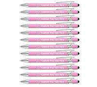 Zoonnis 12 Pcs Personalized Ballpoint Pens with Stylus Tips for Business Personalised Engraved Pen In Bulk for Women Men with Name Text Customised Pen Writing Custom Pen With Black Ink for School