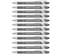 Zoonnis 48 Pcs Personalized Ballpoint Pens with Stylus Tips for Business Personalised Engraved Pen In Bulk for Women Men with Name Text Customised Pen Writing Custom Pen With Black Ink for School