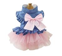 ZoonPark® Puppy Dog Pet Clothes,Pet Dog BOW Denim Dress Tutu Skirt Summer Clothes for Small Dog Cat Puppy (XL, Pink Skirt)